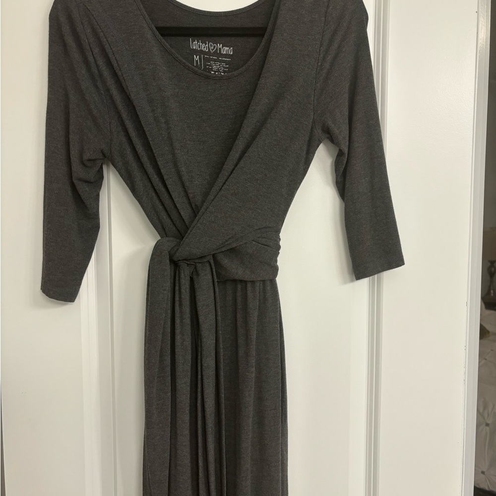 Latched mama wrap front nursing maxi dress